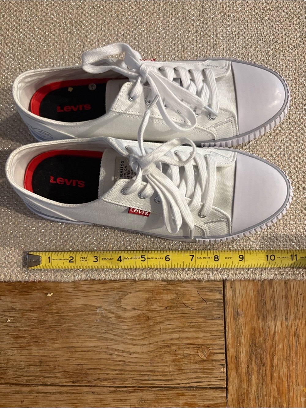 Levi's White Canvas Low-Top Sneakers with Red Accent